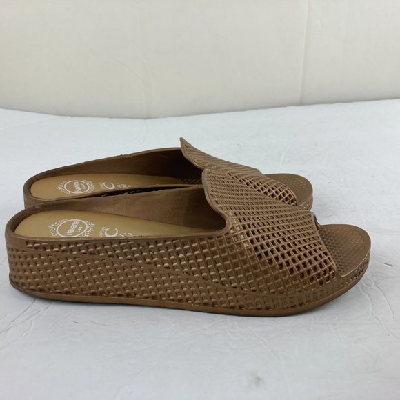 Jeffrey Campbell Women sz 9 Fling Bronze / Brown Slip On Comfort Sandals Slides - Picture 6 of 8